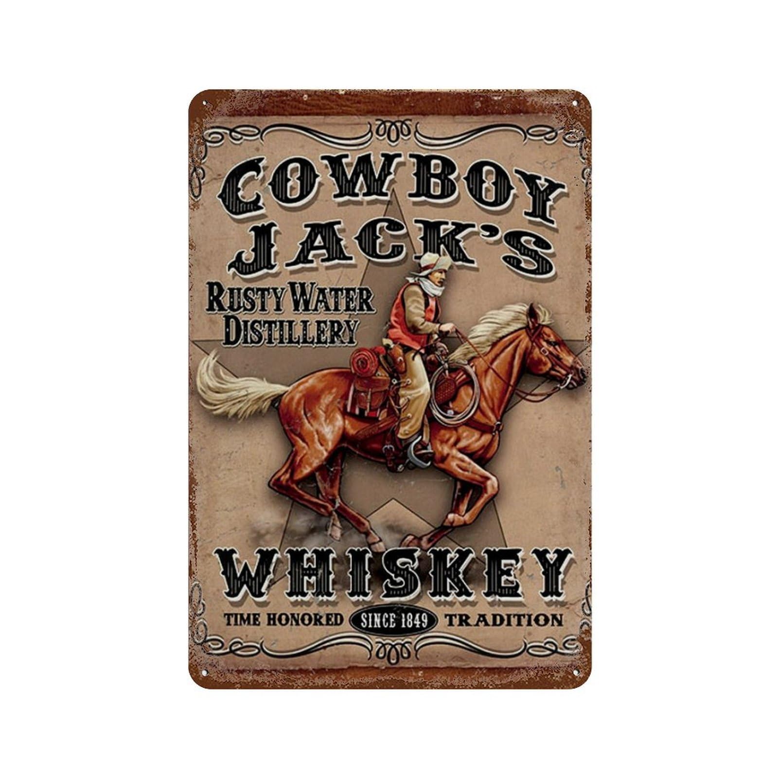 Home Gym Living Room Ideas - Panneau en étain Vintage Cowboy Jack;